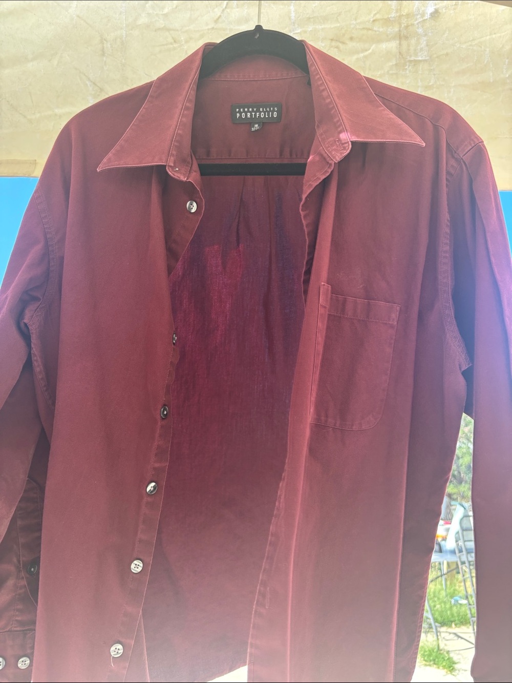 Perry Ellis Portfolio Deep Burgundy Dress Shirt